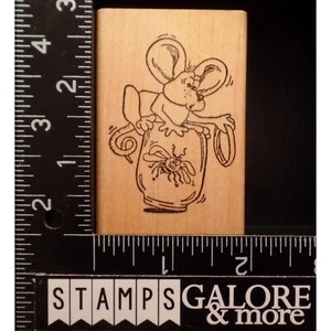 Ann-Ticipations Rubber Stamps 9411H MOUSE MICE OPEN JAR FOR MUSQUITO BUG #T33A - Picture 1 of 2
