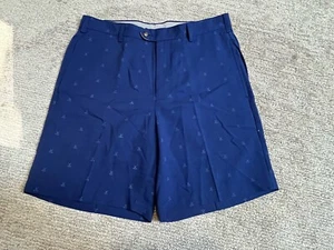 Pantalón corto de golf Donald Ross para hombre talla 34 azul oscuro con patrón de golf - Imagen 1 de 3