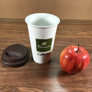 Panera Bread CATERING Ceramic Porcelain Travel Glass Cup Saal Tight Sipping Lid - Picture 1 of 13