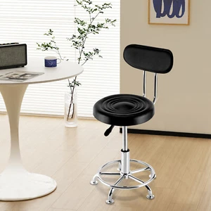 Taburete de garaje de altura ajustable con respaldo taburete de cuero silla de asiento de taller de trabajo - Imagen 1 de 14