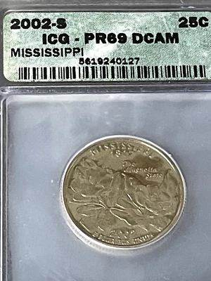 2002 S Proof Mississippi State Quarter graded by ICG - Image 1 of 4