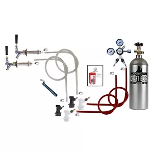 2 rubinetti Homebrew Draft Kegerator kit conversione blocco sfere, regolatore e serbatoio - Foto 1 di 2