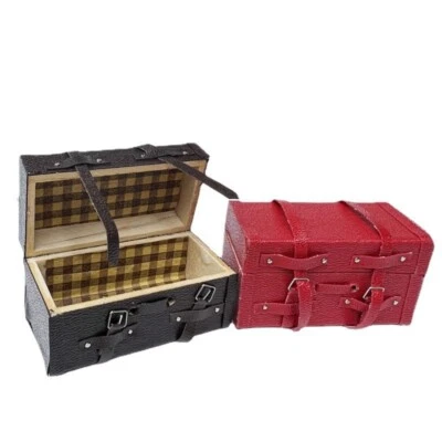 1:12 Scale Dollhouse Miniature Old Suitcase Storage Box Vintage Accessories - Image 1 of 4