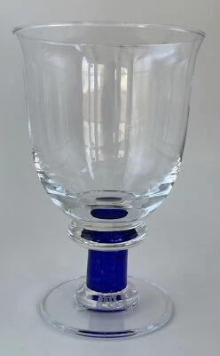 New Denby Magnum Blue Water Goblet Glass 6.25” 12oz Set Of 4 Mint G2 - Image 1 of 4