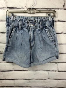 NUEVO Aeropostale Bolsa de Papel Cintura Alta Pantalones Cortos Lavado Ácido Puños Talla 0 - Imagen 1 de 7