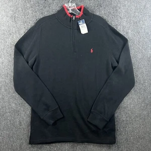 Polo Ralph Lauren Pullover Boy's Extra Large Black Red 1/4 Zip Sweater Preppy - Picture 1 of 10