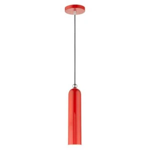 Livex Lighting Pendant Light Adjustable Hanging Length Hardwired Metal Shiny Red - Picture 1 of 8