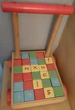 Wooden Baby Walker With Pastel Colour Alphabet & Number Blocks!