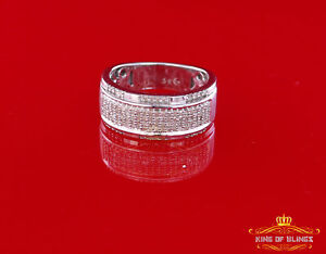 10K White Gold Finish 0.45 CT Real Diamond Men's Silver Ring Size 11