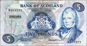 BANK OF SCOTLAND £5 BANKNOTE aEF P112a 10.08.1970 Ser C - Bild 1 von 2