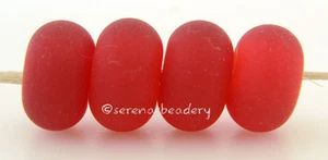 DEEP RED White Heart lampwork glass beads TANERES sra - glossy or matte - Picture 1 of 6