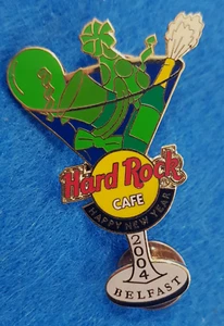 BELFAST IRISH MARTINI NEW YEAR 2004 GREEN HATS CHAMPAGNE Hard Rock Cafe PIN LE - Picture 1 of 1