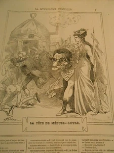 Caricature 1872 - Mythologie politique La Tête de Méduse Littré - Foto 1 di 1