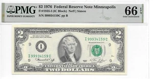 1976 Minneapolis $2 FRN Harder to Find IC Block PMG 66 EPQ Gem Uncirculated - Picture 1 of 4