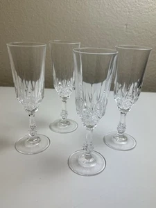 Longchamp Cristal D'Arques Durand Champagne Flutes Set Of 4 Crystal Stemware - Picture 1 of 5