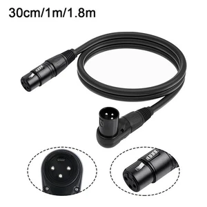 Right-Angle XLR Male To Straight XLR Female 3-Pin Mic Cable Black Adapter Cable - Picture 1 of 9