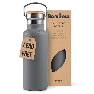 16 oz Water Bottle, Gray Insulated Water Bottle, Metal Water Bottle That Fits... - Image 1 of 4