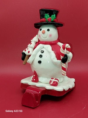 Vintage~Christmas Snowman~Stocking Hanger~Shelf Sitter~ Very Bright - Image 1 of 4