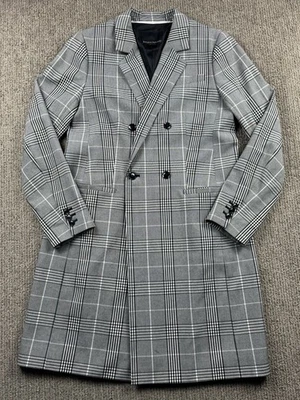 Blazer gabardina Banana Republic para mujer 8 doble botonadura negro blanco a cuadros Foto 1 de 4