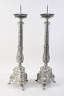 C66U79- Paar Barockstil Kerzenleuchter Altarleuchter aus Metallguss 19./20.Jh
