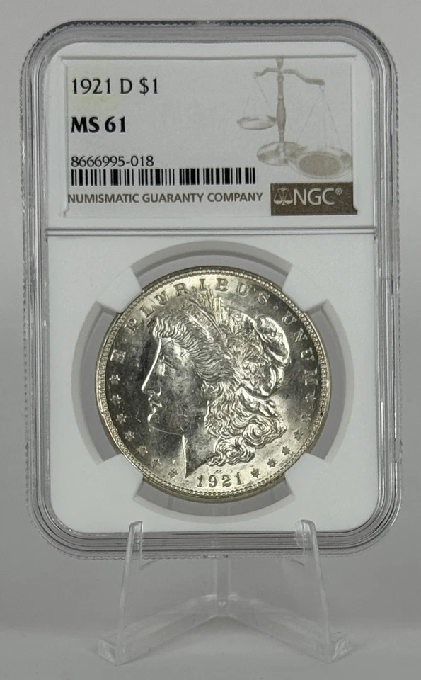 1921-D Morgan Silver Dollar NGC MS61 DDR Die Cracks Brilliant Uncirculated - Image 1 of 4