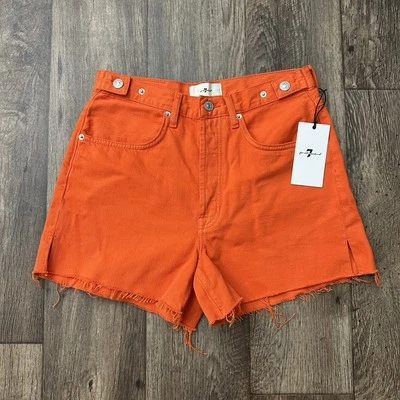 $158 7 For All Mankind Pantalones Cortos Para Mujer Talla 30 Naranja Foto 1 de 4