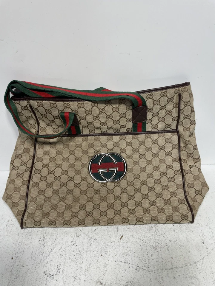 Bolso de Viaje Gucci Vintage Retro Bolso de Hombro Lona Cuero Foto 1 de 4