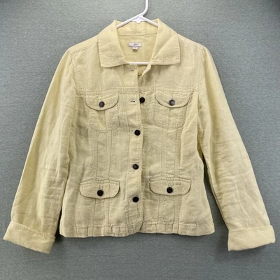 J. Jill Linen Button Up Jacket Womens Size XS Yellow Cottage Style Casual - Image 1 of 4