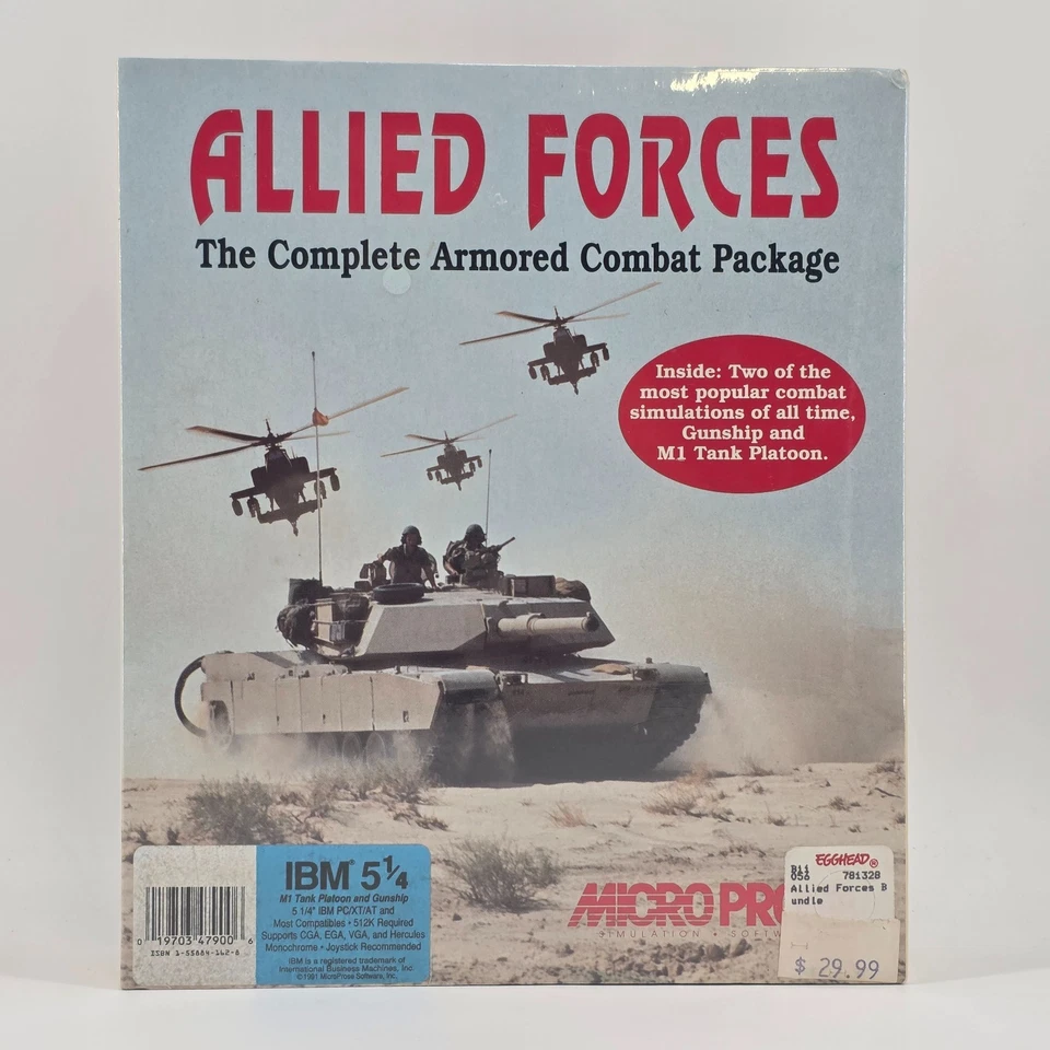 Allied Forces IBM 5.25" Big Box PC 1991 MicroProse M1 Tank Gunship NEW SEALED - Image 1 of 4