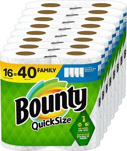 Bounty Quick-Size Paper Towels White 16 Family Rolls = 40 Regular Rolls  1872 S