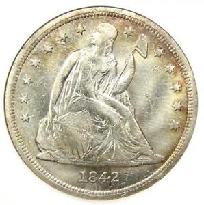 1842 Seated Liberty Silver Dollar $1 - ANACS XF45 Details (EF45) - Rare Coin!