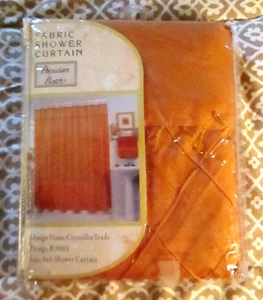 72"x72" NEW Pumpkin Orange Fabric Shower Curtain with Beads by Popular Bath - Picture 1 of 5