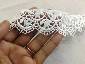 ANTIQUE SAREE BORDER WHITE COTTON KORSIYA TRIM LACE 1" W-238 - Picture 1 of 12