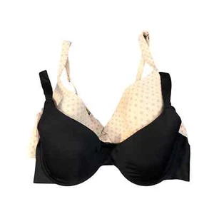 IZOD 42D Bras Set of 2 Black & Nude Printed Lightly Lined Adjustable TShirt Bra - Picture 1 of 7