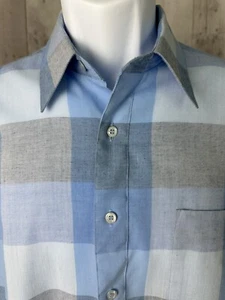 Vintage 1970s OLEG CASSINI Mens Button Down Cotton Blend Blue Shirt Sz M 1980s - Picture 1 of 20