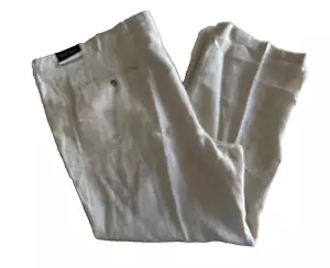 Perry Ellis Natural Linen Flat Front W/ Drawstring Pant Size W46 X L32 - Picture 1 of 4
