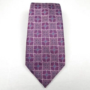 Ermenegildo Zegna RECENT Purple Medallion Floral Woven Silk Neck Tie 3.5" width - Picture 1 of 6