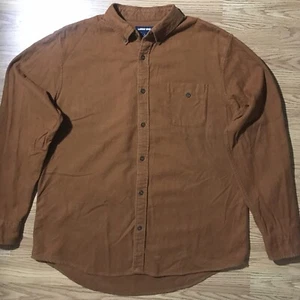 Lands' End Flannel Shirt Mens L Traditional Fit All Cotton Orange/Rust Button Up - Picture 1 of 13