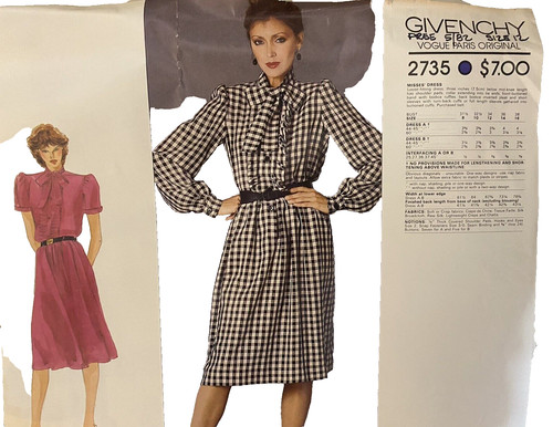 MOTIVO ORIGINALE VINTAGE VOGUE PARIS #2735 DI ""GIVENCHY"" TAGLIA 12