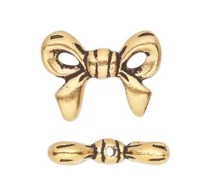 4 perline arco 3D TierraCast in peltro placcato oro anticato 14x10,5 mm per adattarsi a perline da 4 mm * - Foto 1 di 3