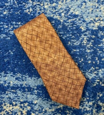 Corbata Hermes 7819 UA Silenciada Melocotón Óxido Marrón Abstracto Sesgo Crosshatch Francia Foto 1 de 4