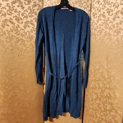 Cárdigan largo suéter otoño cachemir azul verde 100 % cachemir talla mediana M Foto 1 de 4