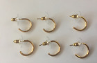 Fashion Jewelry  - New  3 Pair  Shiny Gold Tone Half Moon Hoop Earrings  Pierced