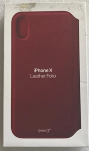 Genuine Apple Leather Folio for iPhone X/XS #MRQD2FE/A -Red - Photo 1 sur 4