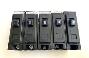 (Lot of 5) Eaton BA1020 20A Quicklag 1-Pole Bolt on 120/240 VAC Circuit Breaker - Picture 1 of 10