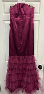 Phoebe Couture seda color vino granate. Tul. Vestido de graduación negro con corbata talla 4 Foto 1 de 4