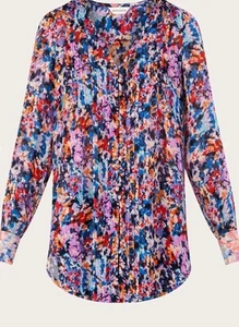 Blusa Monzón Palmer Manga Larga Estampada Botón Frontal Multicolor Pequeña QVC. - Imagen 1 de 4