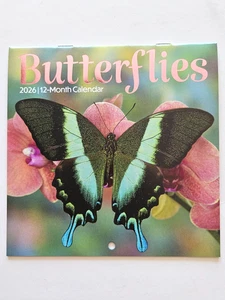 2026 Mini 12- Month Wall Calendar - Butterflies 6" x 6" ( 6 by 6 Inches ) - Picture 1 of 9