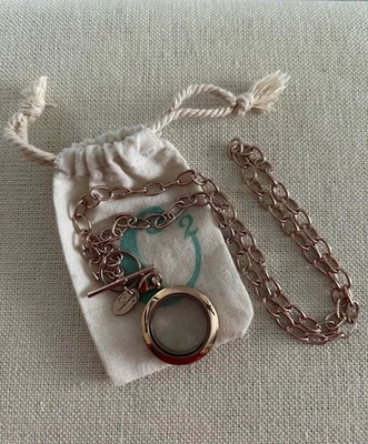 Medallón Origami Owl mediano de oro rosa y juego de cadena de palanca de 20" "Nuevo con bolsa de 02" Foto 1 de 4