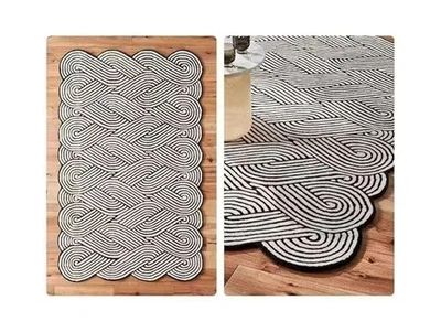 Hand Tufted Modern Area Rug, New Zealand Wool with Silk Abstract Carpet for Livi - Image 1 of 4